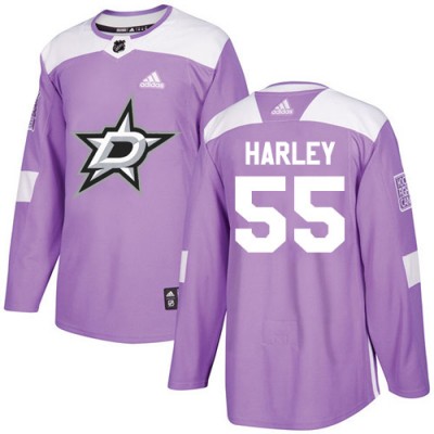 Adidas Dallas Stars #55 Thomas Harley Purple Authentic Fights Cancer Stitched NHL Jersey Men's